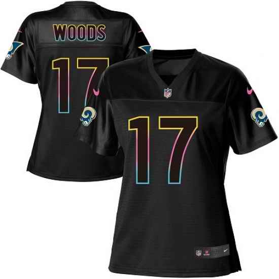 Nike Rams #17 Robert Woods Black Womens NFL Fashion Game Jersey